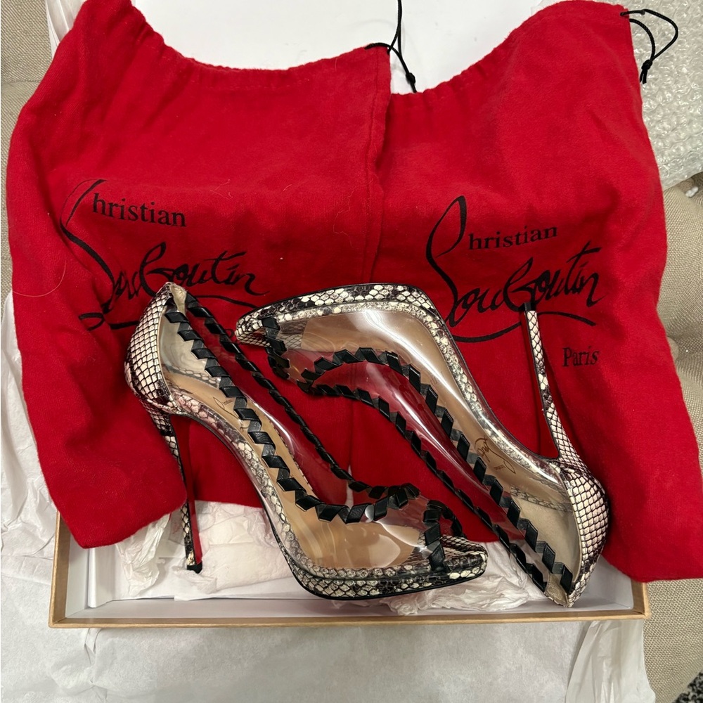 Christian Louboutin HARGARET 120 WATERSNAKE PRINTED/NAP - Picture 3 of 15
